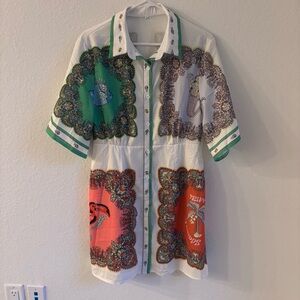 Colorful Linen Shirt Dress Size Large